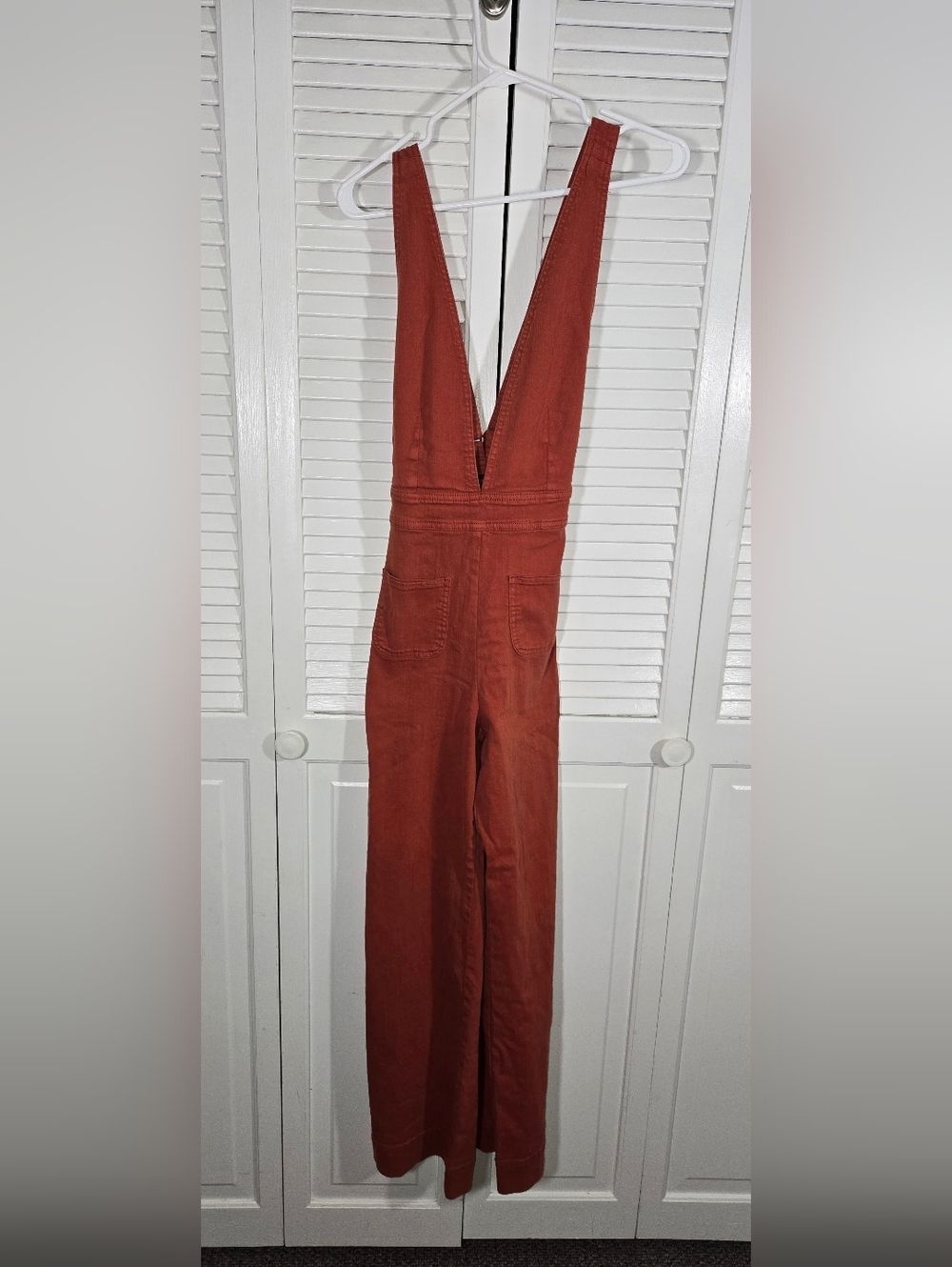 Dollhouse Wide Legged Deep V Brown Denim Overall Jumpsuit Sz 5/6